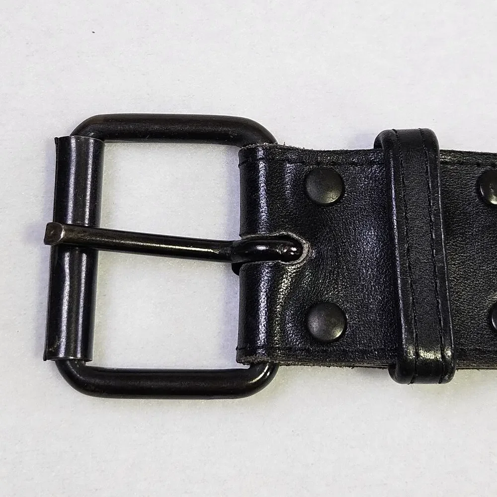 VTG Brazilian Leather Money Belt S Black Zippered Pouch Wide Biker Goucho Travel